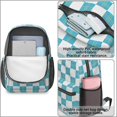 thumbnail image 4 of Cyan and White Checkered Pattern 17" School Backpacks for Teens,Waterproof Oxford Fabric,S-Shape Padded Straps for School,Travel,Hiking,Camping, 4 of 6