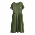 thumbnail image 6 of Puliio Summer Dresses for Women Short Sleeve Round Neck Embroidered Linen Midi Dress with Pockets, 6 of 6