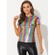 thumbnail image 3 of Disfraz de Halloween Top Multicolor Brillante Metálica Para Mujer Negro multicolor XS, 3 of 5