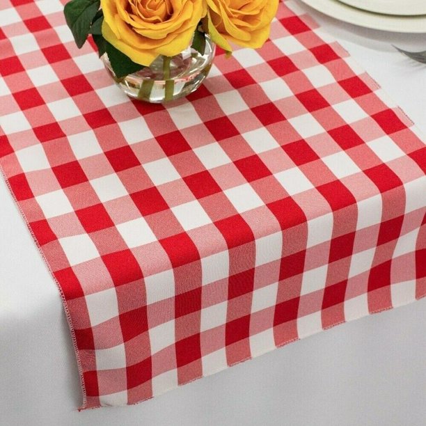 Polyester Table Runners 14 x 72 Red and White Gingham