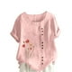 thumbnail image 1 of Camisetas de Manga Corta para las Mujeres Impreso Botón de Manga Corta Camiseta Blusa Poliéster, Ropa Casual Mirar Superior para las Mujeres, 1 of 8