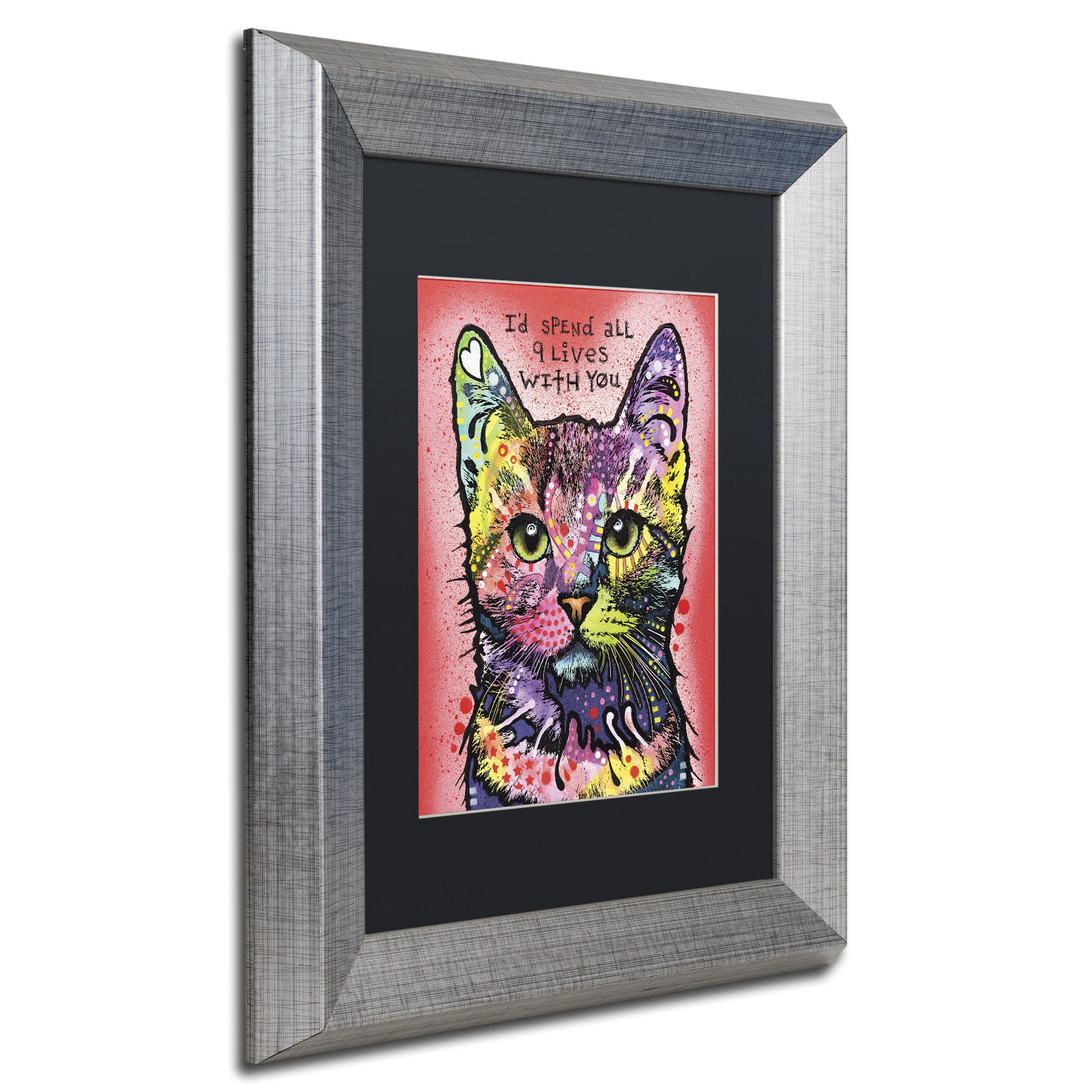 Trademark Fine Art '9 Lives' Canvas Art by Dean Russo, Black Matte, Silver Frame
