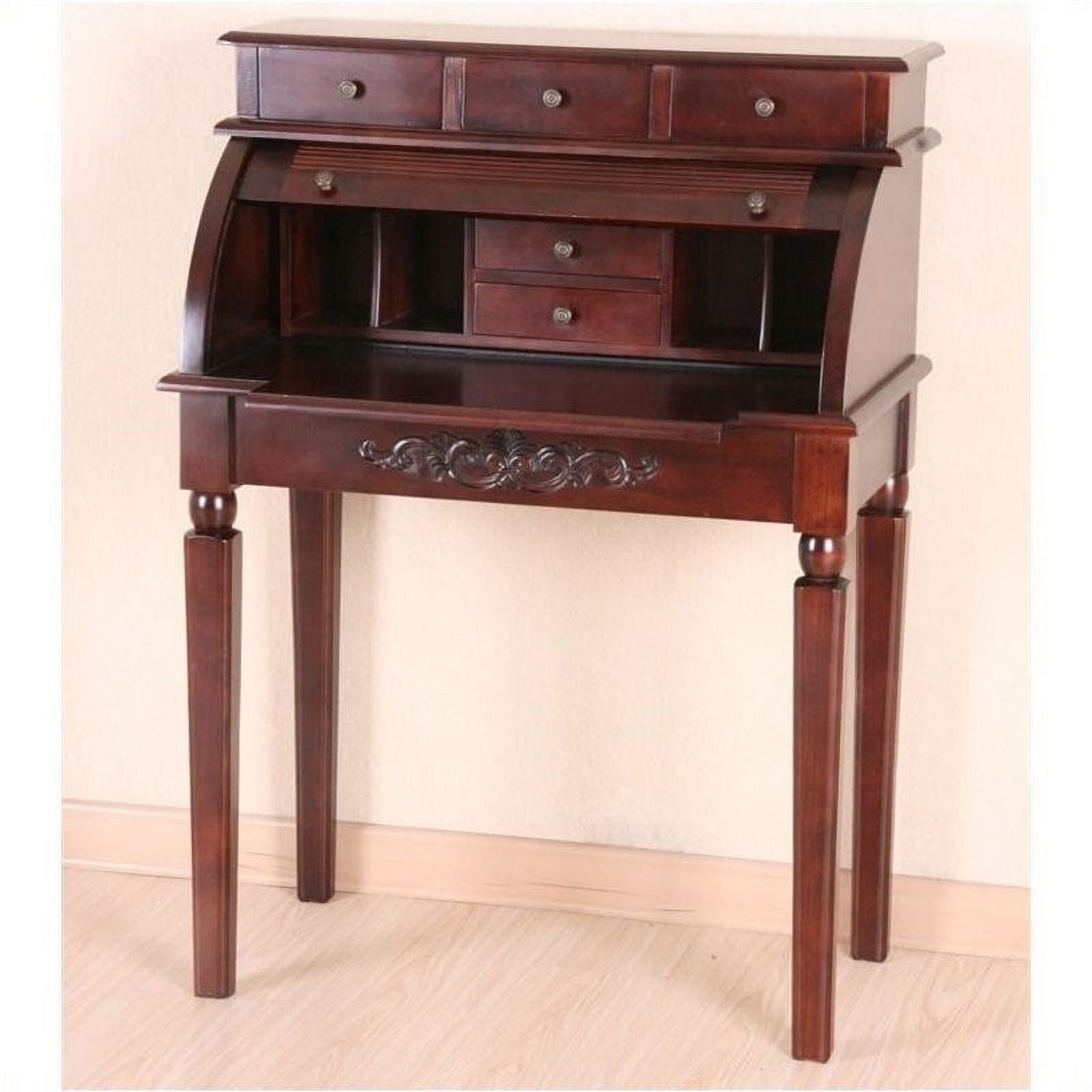 Pemberly Row Roll Top Desk in Dual Walnut Stain