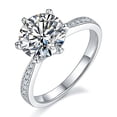 thumbnail image 2 of Round Cut Moissanite Engagement Ring 3 Carat Tapered Simulated Diamond Band Ring In 925 Sterling Silver, 2 of 3