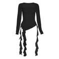 thumbnail image 3 of Camiseta Y2K para mujer con cuello cuadrado para fiesta gótica , compras y citas Negro, 3 of 7