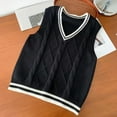 thumbnail image 4 of Vedolay Cute Tops for Women 2023 V Neck Sweater Vest Women Comfortable Sleeveless Sweater Tops,Black One Size, 4 of 5