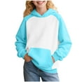 thumbnail image 5 of Wuxian Boys Girls Halloween Sweatshirt Casual Loose Long Sleeve Color Block Hoodies Cute Oversized Soft Streetwear With Pocket Kids Winter Warm Tops,Blue,11-12 Years, 5 of 7