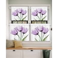 thumbnail image 2 of Purple Tulip Short Blackout Curtains 45 Inch Long Flower Farmhouse Floral Rod Pocket Kitchen Curtains, 2 Panels Thermal Insulated Room Darkening Drapes for Bedroom, 42"W x 45"L, 2 of 5