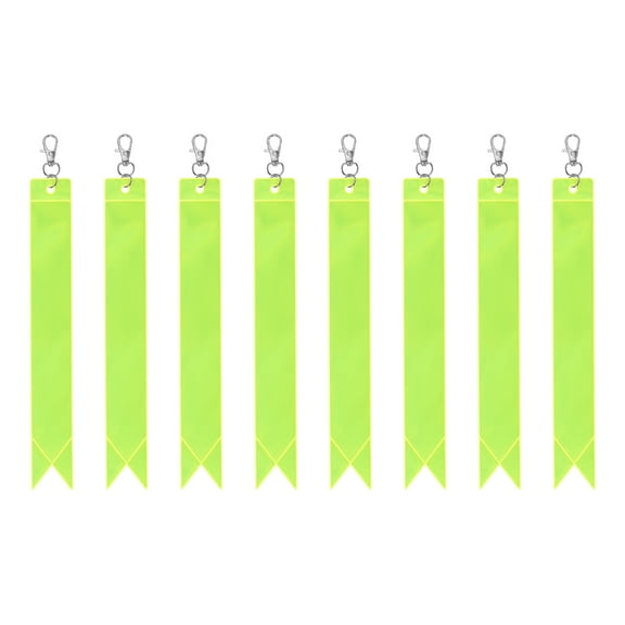 Uxcell Safety Reflector 8", Reflector Tag Pendant Reflective Safety Keychain Gear with Clip, Fluorescent Green 8 Pcs