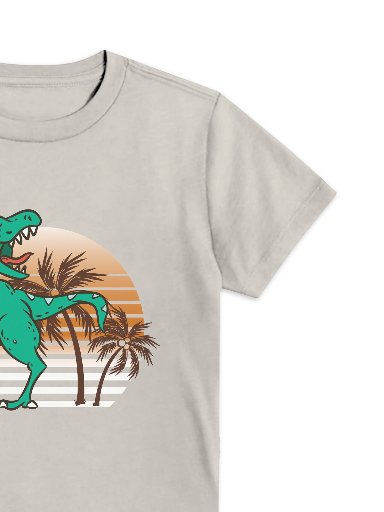 Wonder Nation Boys Dino Graphic T-Shirt, Crew Neck, Short