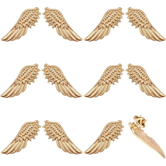6 Pairs Feather Lapel Pin Angel Wings Light Gold Wing Alloy Brooches Suit Shirt Collar Lapel Pins Sweater Shawl Coat Breastpin Accessories 4x38x1.8mm