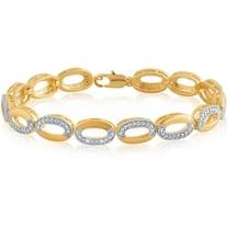 Arista Diamond Accent Oval-Shaped Link Women's Fashion Bracelet 14K Yellow Gold Tone Brass, 7.50"