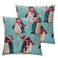thumbnail image 2 of Acheng Throw Pillow Cover Cute Penguins Celebrat Christmas Sofa Pillow Case Cushion Cover for Home Couch Bed Decor 2pcs White, 2 of 6