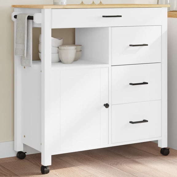 vidaXL Kitchen Trolley MONZA Modern Solid Pine Wood 33.1" x 15.7" x 35.4"