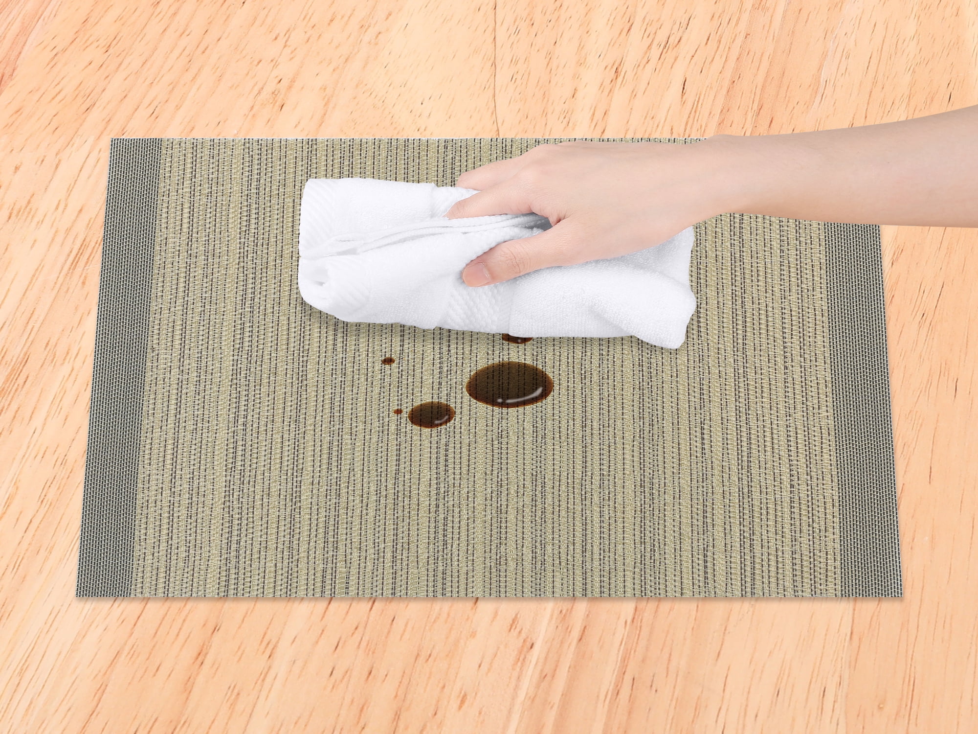 Unique Bargains Set of 8 Washable Placemats for Kitchen Dining Table Decor Gold