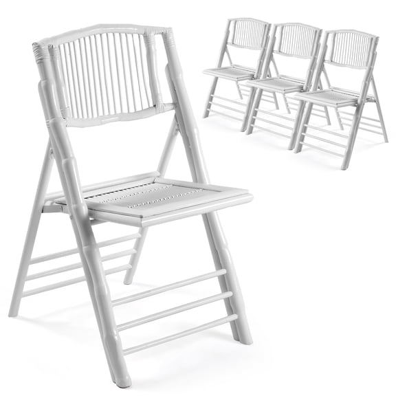 Zimtown 4Pcs Bamboo Folding Chair - Comfortable Seating for Indoor/Outdoor Patio Porch Wedding Party Event (White)
