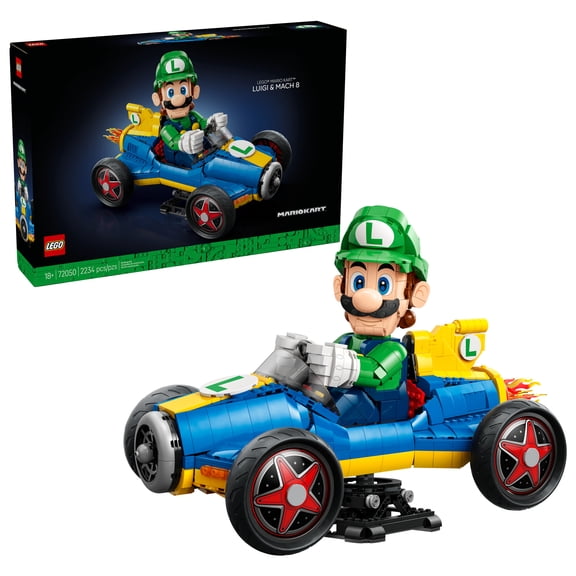 LEGO Mario Kart - Luigi & Mach 8 - Building Set for Adults, Ages 18  - Nintendo Collectible for Fans - Gift for Men & Women - Bedroom or Bookshelf Decor - 72050