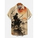 thumbnail image 3 of Camisa hawaiana de manga corta con cuello vuelto, estampado floral tropical Ukiyo-E y samurái japonés, moda 2024, 3 of 5