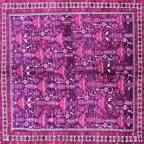 Ahgly Company Indoor Square Persian Pink Traditional Area Rugs, 7' Square