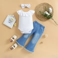 thumbnail image 4 of ibuvkizy Baby Girl Clothes Toddler Girl Short Clothing Sets,Fashion Girls' Casual Short Sleeve Tops Round Neck Collar Botton Solid Long Pants Sets,Summer Casual Top Tee Shirts,Gifts for Her, 4 of 5