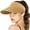 Brown, variant on Beige Women Roll Up Straw Sun Visor Hat, Wide Brim Foldable Beach Cap Loop Closure and Adjustable Golf Fishing Visor