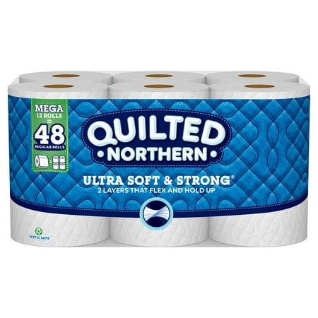 Quilted Northern Toilet Tissue - Quilted Northern Ultra Soft & Strong Toilet Paper, 12 Mega Rolls (= 48 Regular Rolls)