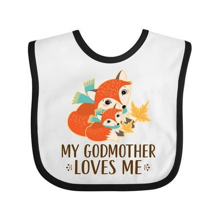 

Inktastic Godmother Loves Me Woodland Fox Gift Baby Boy or Baby Girl Bib