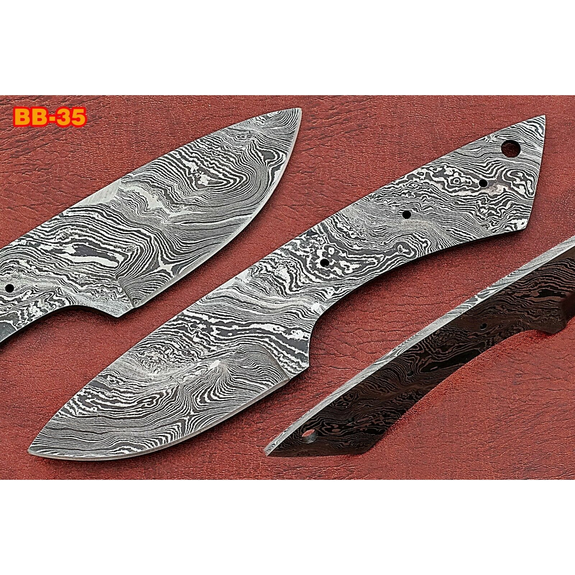 7.75 drop point Damascus steel blank blade pocket knife with 3.5 cutting edge