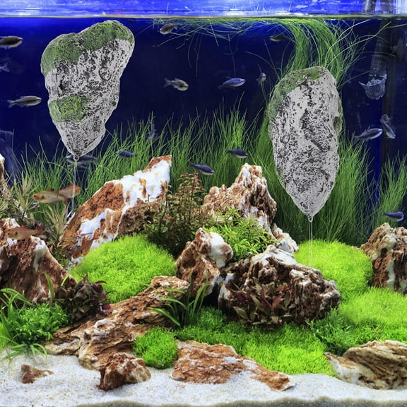 BESTYASH Lightweight Floating Resin Stone Aquarium Decor with Artificial Moss for Terrarium and Fish Decoration
