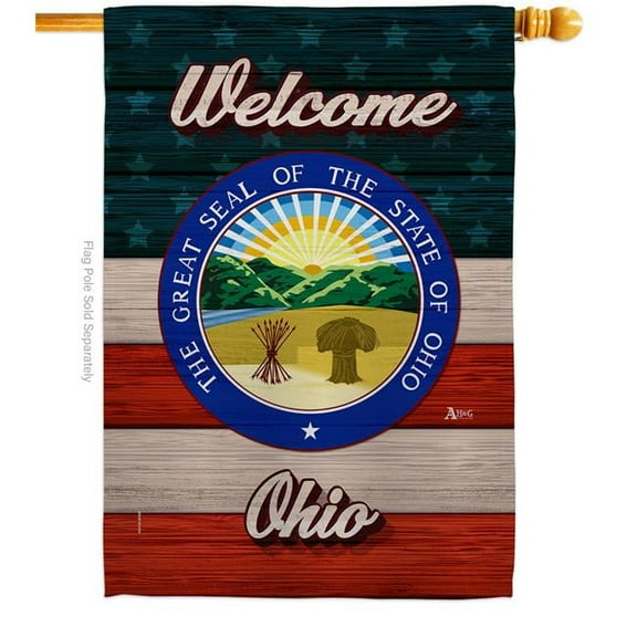 Americana Home & Garden H141292-BO 28 x 40 in. Welcome Ohio Double-Sided Vertical Decoration Banner House & Garden Flag - Yard Gift