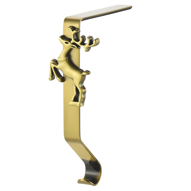 Soporte para medias navideñas para repisa de chimenea, soporte para medias navideñas de metal de bronce brillante para repisa de chimenea, decoraciones navideñas