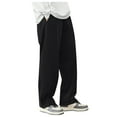 thumbnail image 1 of Unisex Solid Color Drawstring Track Pants Cozy Corduroy Straight Leg Loungewear, 1 of 1