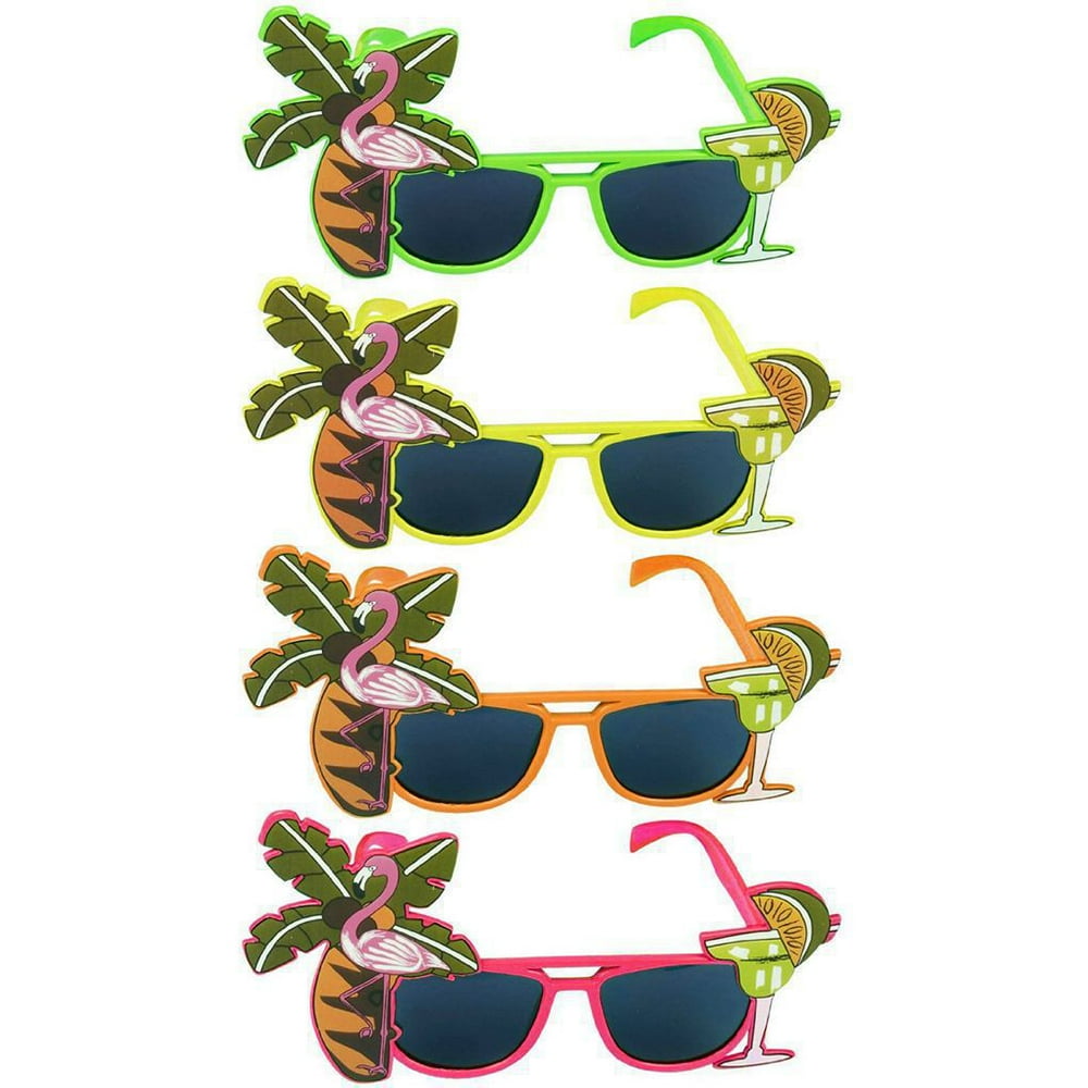 Worallymy Novelty Hawaii Beach Sunglasses Lemon Coconut Tree Flamingo