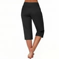 thumbnail image 4 of Womens Bermuda Long Shorts Summer Stretch Knee Length Capris Side Silt High Waisted Athletic Shorts with Pockets, 4 of 7