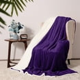 thumbnail image 2 of Moonlight20015 Sherpa Blanket Fluffy Plush Ultra-Soft Bed Blanket Reversible Queen Size Purple Color, 2 of 8