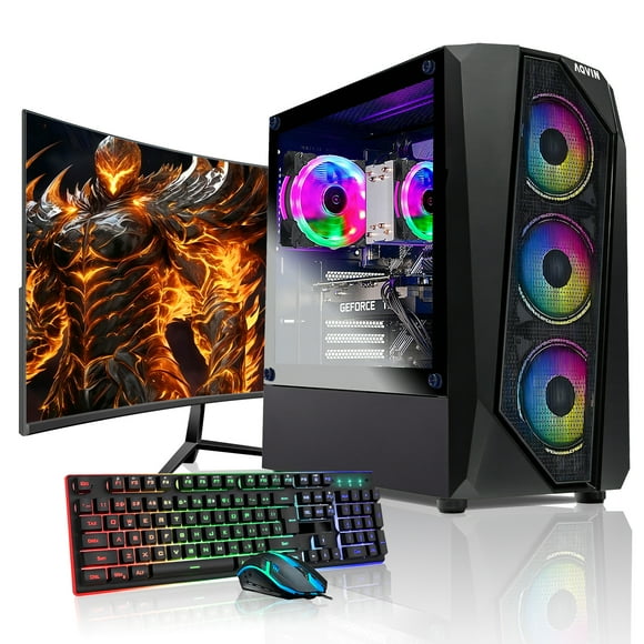 AQVIN AQ30 High-Performance Gaming PC - Intel Core i7 Processor - 32GB RAM DDR4 - 1TB SSD Storage - 24-inch gaming Monitor- RTX 3060 12GB - Windows 11 Pro - Customize RGB Fan Lighting Effect