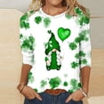 thumbnail image 3 of ZyeKqe St. Patrick's Day Shirt Women 3/4 Sleeves Blouses Cute Graphic Print Shirts Tees Crewneck Pullover Tops, 3 of 3