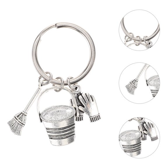 LEORX Zinc Alloy Cleaning Staff Keychain Bag Pendant 2pcs Decorative Keychain