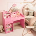 thumbnail image 7 of Yeshouse Toddler Vanity Set with Lighted Mirror, Bookshelf, Storage Cabinet & Shelves for Girls, 7 of 7