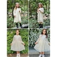 thumbnail image 3 of Oudiya Girls Swiss Dot Dresses Flared Sleeve Ruffle Collar Casual Party Dresses for Kids 5-13Y, 3 of 7
