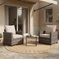 thumbnail image 3 of Decksplore2 Piece Outdoor Patio Armchair Set, Wicker Rattan Single Sofa Chairs with 4.3" Cushions & High Backrests, All-Weather Porch Chairs for Balcony Deck, Beige, 3 of 8