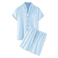 thumbnail image 5 of MODA NOVA Big & Tall Men's Linen Sets Short Sleeves Shirt Beach Shorts Blue LT, 5 of 5