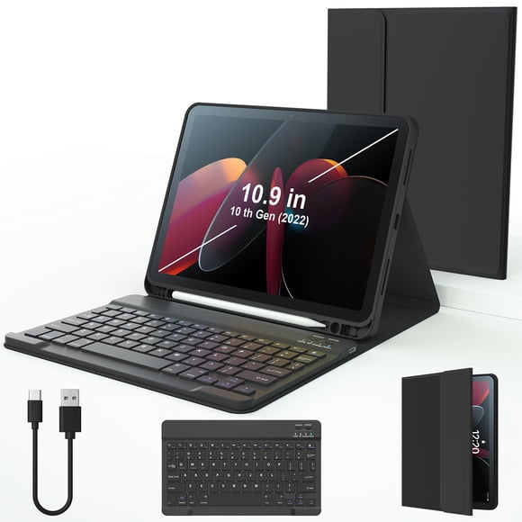 Funda con teclado inalámbrico Kiloob para iPad 10.ª generación de 10,9"