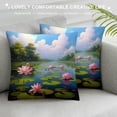 thumbnail image 3 of Fenyluxe Water Lilies Fashion Style Dirt-Resistant Throw Pillow Covers for Couch Sofa Bed Living Room Bedroom Pillowcase Home Decor 1PC 12x12in, 3 of 5