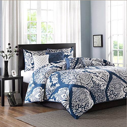 Vienna Ensemble de Housse de Couette Imprimée 6 Pcs Indigo Très Grand/Cal Très Grand