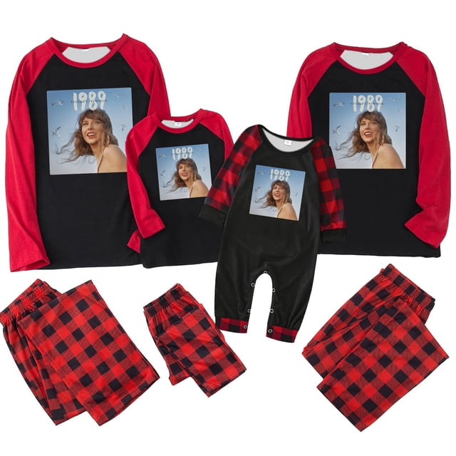Pyjamas Assortis 1989 Country Music Queen Tenues de Famille Assorties, Adorables Pyjamas Assortis pour un Style Familial Cohérent (Rouge)