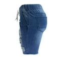 thumbnail image 5 of Gubotare Women's High Waisted Bermuda Shorts Stretchy Knee Length Jean Shorts (Blue,Size XL), 5 of 6