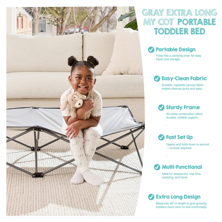 Regalo Extra Long My Cot Portable Toddler Bed, Gray photo 5