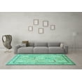 thumbnail image 3 of Ahgly Company Machine Washable Indoor Square Persian Turquoise Blue Traditional Area Rugs, 4' Square, 3 of 4