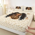 thumbnail image 4 of Castle Fairy Cute Black Girl King Sheets 4pcs,Vintage Leopard Pattern Bedding,Beige Brown,1 Fitted Sheet, 1 Flat Sheet and 2 Pillowcases, 4 of 6